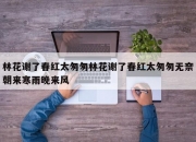 林花谢了春红太匆匆林花谢了春红太匆匆无奈朝来寒雨晚来风