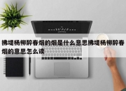 拂堤杨柳醉春烟的烟是什么意思拂堤杨柳醉春烟的意思怎么读