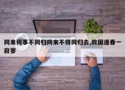 同来何事不同归同来不得同归去,故国逢春一寂寥