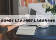表现母爱的名言表达母爱的名言或诗句有哪些