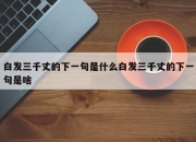 白发三千丈的下一句是什么白发三千丈的下一句是啥
