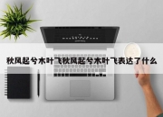 秋风起兮木叶飞秋风起兮木叶飞表达了什么