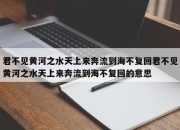 君不见黄河之水天上来奔流到海不复回君不见黄河之水天上来奔流到海不复回的意思